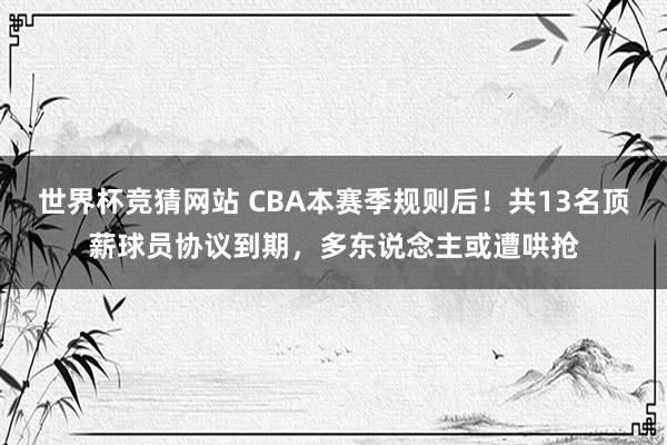 世界杯竞猜网站 CBA本赛季规则后！共13名顶薪球员协议到期，多东说念主或遭哄抢