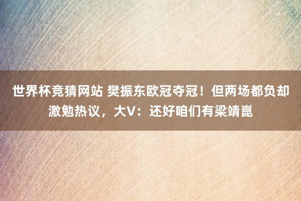世界杯竞猜网站 樊振东欧冠夺冠！但两场都负却激勉热议，大V：还好咱们有梁靖崑