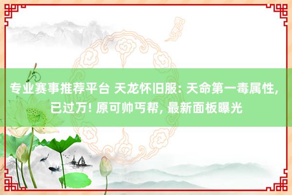 专业赛事推荐平台 天龙怀旧服: 天命第一毒属性， 已过万! 原可帅丐帮， 最新面板曝光