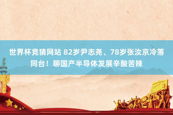 世界杯竞猜网站 82岁尹志尧、78岁张汝京冷落同台！聊国产半导体发展辛酸苦辣