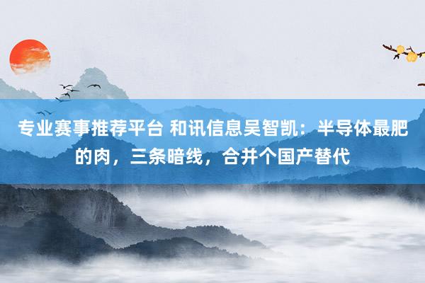 专业赛事推荐平台 和讯信息吴智凯：半导体最肥的肉，三条暗线，合并个国产替代
