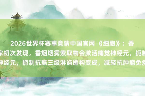 2026世界杯赛事竞猜中国官网 《细胞》：香烟摧残抗癌前列！科学家初次发现，香烟烟雾索取物会激活痛觉神经元，扼制抗癌三级淋谄媚构变成，减轻抗肿瘤免疫丨科学大发现