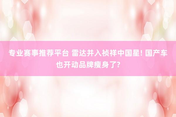 专业赛事推荐平台 雷达并入祯祥中国星! 国产车也开动品牌瘦身了?