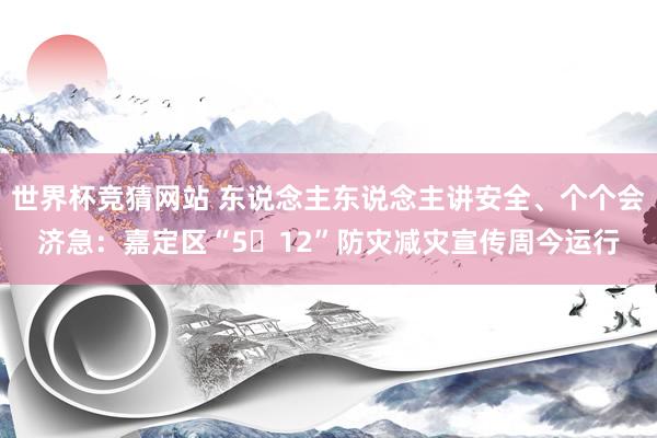 世界杯竞猜网站 东说念主东说念主讲安全、个个会济急：嘉定区“5・12”防灾减灾宣传周今运行