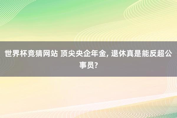 世界杯竞猜网站 顶尖央企年金， 退休真是能反超公事员?