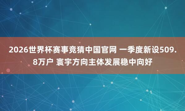2026世界杯赛事竞猜中国官网 一季度新设509.8万户 寰宇方向主体发展稳中向好
