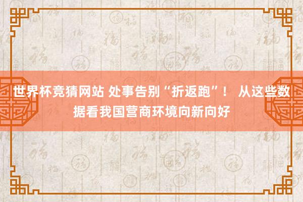 世界杯竞猜网站 处事告别“折返跑”！ 从这些数据看我国营商环境向新向好