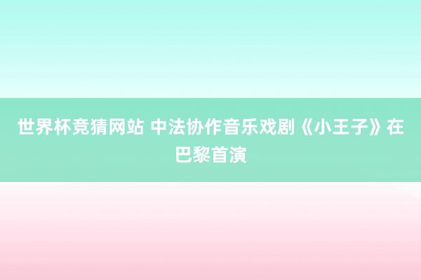世界杯竞猜网站 中法协作音乐戏剧《小王子》在巴黎首演