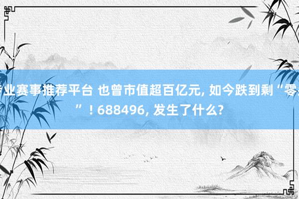 专业赛事推荐平台 也曾市值超百亿元， 如今跌到剩“零头” ! 688496， 发生了什么?