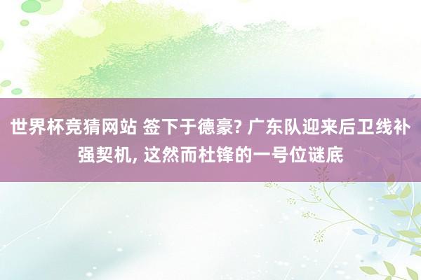 世界杯竞猜网站 签下于德豪? 广东队迎来后卫线补强契机， 这然而杜锋的一号位谜底