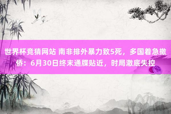 世界杯竞猜网站 南非排外暴力致5死，多国着急撤侨：6月30日终末通牒贴近，时局澈底失控