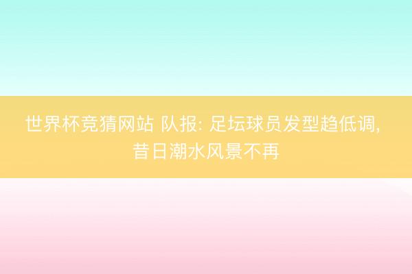 世界杯竞猜网站 队报: 足坛球员发型趋低调， 昔日潮水风景不再