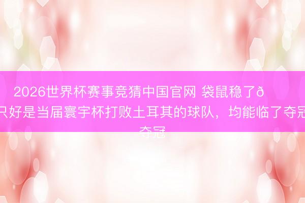 2026世界杯赛事竞猜中国官网 袋鼠稳了😂只好是当届寰宇杯打败土耳其的球队，均能临了夺冠